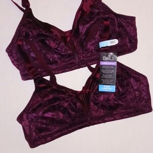 2 Women's Bali #3372 spa closure wireless bra classic support 36C NWT retail $88